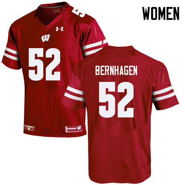 Women #52 Josh Bernhagen Wisconsin Badgers College Football Jerseys Sale-Red